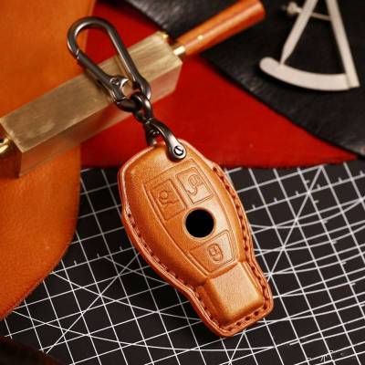 Leather Key Case Cover Car Accessories Fob Protector for Mercedes Benz E300L GLC300 c260l A200L Keychain Holder Keyring Shell