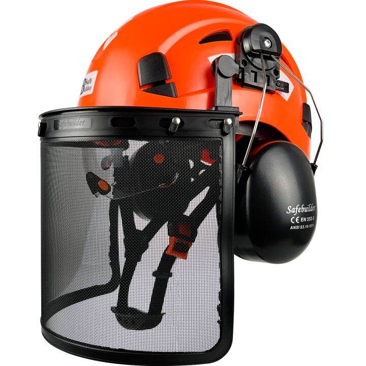 New Forestry Safety Helmet With Visor Mesh Face Shield Chainsaw Work ABS Hard Hat ANSI