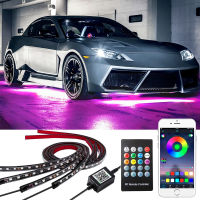 รถ Underglow แสงนีออนที่มีความยืดหยุ่น LED แถบ Underbody ระยะไกล App ควบคุม RGB ฝันสีตกแต่งอัตโนมัติบรรยากาศโดยรอบโคมไฟ