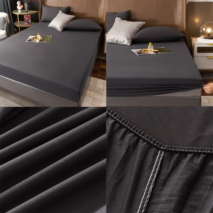 ผ้าปูที่นอนกันน้ำสำหรับโรงแรมเตียงคู่เตียงผ้าคลุมที่นอนบางแข็งผ้าห่มขนห่านผ้าปูที่นอนพอดีกันฝุ่นปก