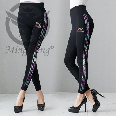 2291#เลคกิ้งพิมพ์ลายสวยๆ (ความยาวเลยเข่า) ผ้านิ่มใส่สบาย ยืดได้ตามตัว💗💗Mingdeng leggings women cotton