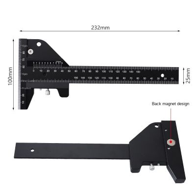 หลุมไม้บรรทัดงานไม้ชนิด T-Scale มีความแม่นยำสูงแบบอลูมิเนียมอัลลอยด์ทำเครื่องหมายรายการหน้ากาก DIY ช่างไม้เครื่องมือมาตรวัด