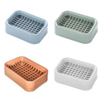 Plastic Double Layer Soap Box with Draining Mesh Grids Soaps Storage Holder for Home Bathroom Counter Sponge Drain Accessories Soap Dishes