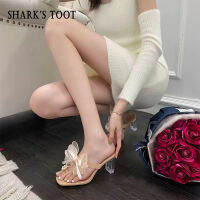 Shark’s tooth Transparent thick-heeled sandals rhinestone high-heeled slippers (size 35-39) JLSX260