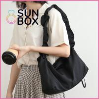 SUN BOX แฟชั่นสำหรับผู้หญิง ของใหม่ ลำลองแบบสบายๆ เชือกหูรูด กระเป๋าสะพายข้างแบบพับได้ ใหม่เล็กๆ กระเป๋าถือแบบถือ กระเป๋าผ้ากระเป๋าถือ