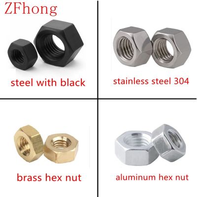 2-50pcs DIN934 M1 M1.2 M1.4 M1.6 M2 M2.5 M3 M4 M5 M6 M8 M10 M12 stainless steel  brass steel with black aluminum hex nut nuts Nails  Screws Fasteners