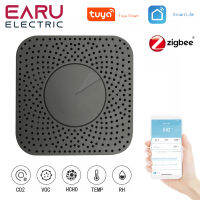 Tuya Zigbee WiFi สมาร์ทกล่องอากาศเซ็นเซอร์ฟอร์มาลดีไฮด์ VOC CO2อุณหภูมิความชื้น6In1การตรวจสอบคุณภาพอากาศ DB ปลุกกับ Alexa