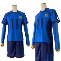 【COSER 77】Holoun Blue Lock ชุดคอสเพลย์ เสื้อยืด ลายอนิเมะ Football Soccer Uniform Isagi Yoichi Bachira Chigiri Nagi Rin Sae Itoshi สีฟ้า สําหรับปาร์ตี้ฮาโลวีน