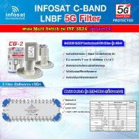 infosat LNB C-Band 5G 2จุด รุ่น CG-2 + INFOSAT Multi Switch รุ่น INF-3X24 มัลติสวิทซ์ (เข้า3ออก24)