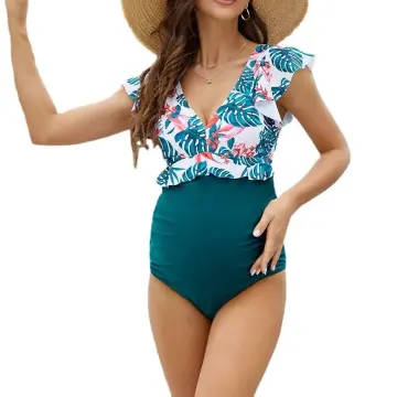 Summer Maternity Pregnant Women's Swimsuit Premama Color Block
