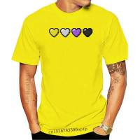 Non Binary Pixel Hearts T Shirt Comical Gift Cotton Homme Size S5Xl Designs Natural Shirt