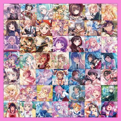 【LZ】❡∋♈  Cartoon BanG Dream Stickers para meninas brinquedos DIY laptop geladeira telefone bagagem guitarra decalques de grafite crianças 63pcs