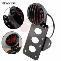 Universal 12V Motorcycle Side Mount Tail Light w/ License Number Plate Bracket For Harley Bobber Yamaha Honda Suzuki