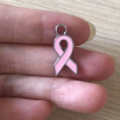 【CC】✧☸☃  10PCS Breast Cancer Pink Zinc Alloy Pendant for Necklace Earrings Jewelry Making