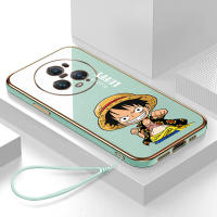 เคส Honor Magic5 Pro Case Luffy ลักชัวรี่ 6D ซอฟท์ซิลิโคนกรอบสี่เหลี่ยมชายนี่ฟูลแบ็คปก