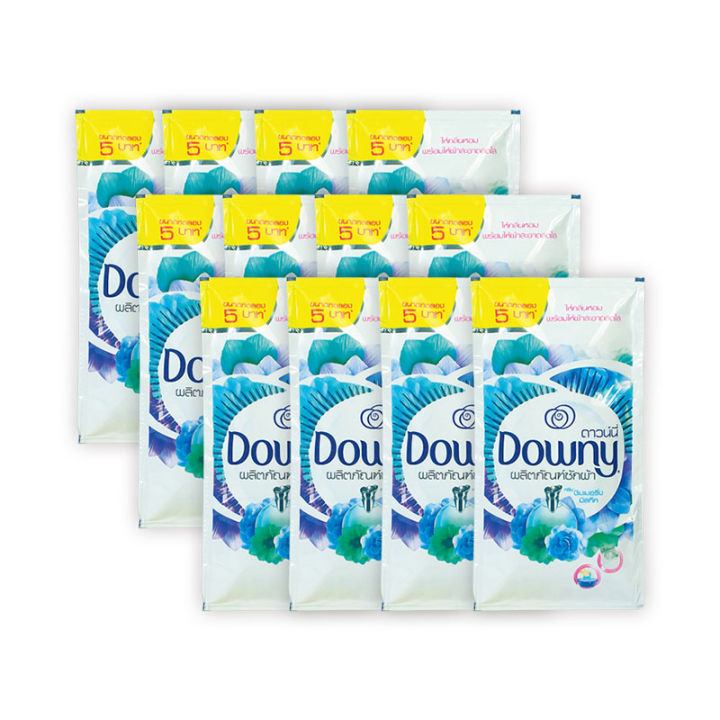 Downy Liquid Concentrate Detergent Sunrise Fresh 35 ml x 12.ดาวน์นี่ น้ำยาซักผ้า สูตรเข้มข้น กลิ่นซันไรซ์เฟรช สีฟ้า ขนาดซอง 35 มล. x 12 ซอง