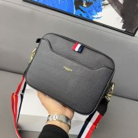 Thom BROWNE full cowhide mens clutch bag document bag thom BROWNE simple and generous Brown shoulder crossbody bag BY Bajia Backpack