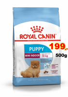 Royal canin Mini Indoor Puppy 500g. สูตรลูกสุนัขพันธุ์เล็กเลี้ยงในบ้านExp:06/2024