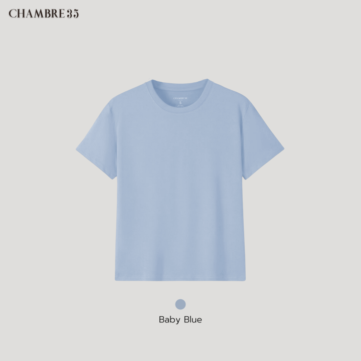 chambre35-regular-tee-female-เสื้อยืดคอกลม-รุ่นใส่สบาย-ทรงสวย-ผ้าอยู่ทรง-ไม่ติดขน-ซักแล้วไม่หด-ไม่ย้วย-คอไม่กว้าง