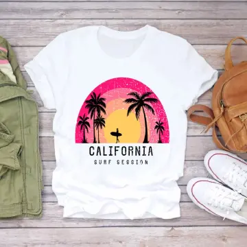 Women's T-Shirt Tight Fit California Beach Light Graphic