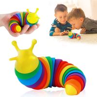 6PCS Fidget Slug 3D Articulated Slug Fidget ของเล่น Sensory Slug Fidget ของเล่นบรรเทา Slug ของเล่นสำหรับเด็กวัยหัดเดินเด็กทารกเด็กผู้หญิง Rainbow