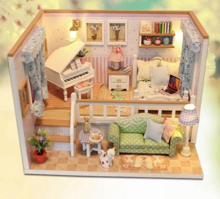 Giảm 20000 Kèm mica và keo dán  Mô hình nhà gỗ búp bê dollhouse DIY   A066 Time Apartment  tháng 82023  BeeCost