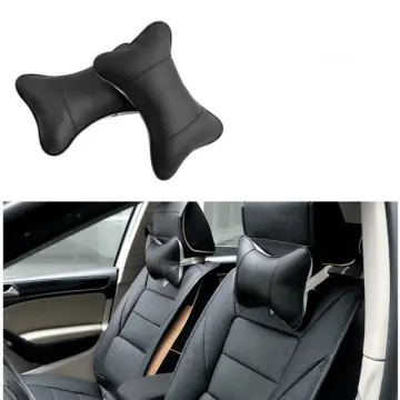 2x PU Leather Knitted Car Seat Pillow Headrest Neck Cushion Universal