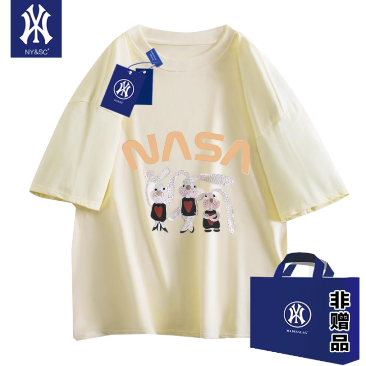 ny-เสื้อยืดคู่รักสำหรับทั้งหญิงและชายคลาสสิกแขนลำลองขาสั้นลำลองกีฬาคอกลมหลวมป้ายฤดูร้อนแฟชั่น