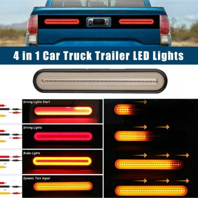4 In 1 100LED Automobile Truck Trailer Light Waterproof Tail Lamp 3D Red Flowing LED Signal LED Light Yellow Light RV R5M1