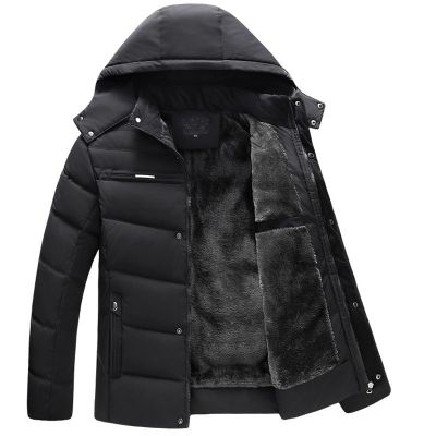 CODTheresa Finger Winter Warm Mens Quilted Down Cotton Fur Cashmere Jacket Hooded Coat Plus Size