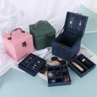 Simple And Cute Necklace Storage Box Three-layer Flannelette Jewelry Box Mini Jewelry Display Box High-capacity