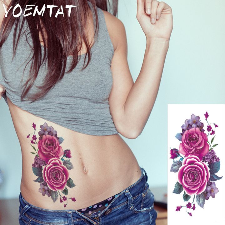 yf-sexy-romantic-dark-rose-flowers-tattoo-sleeve-flash-henna-tattoos-fake-waterproof-temporary-stickers-translated