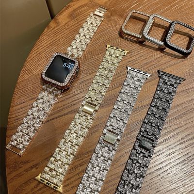 Metal Band Case For Apple Watch Series 8 7 Strap 41mm 45mm Diamond Cover 38 40MM 42mm 44MM Stainless Steel Bracelet iwatch 6SE4