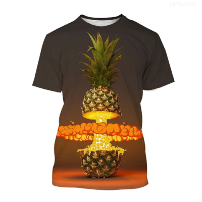 Casual mens short sleeved T-shirt Fashion pullover 3D printed pineapple fruit summer fun T-shirt Fashion multifunctional style