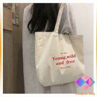 KANGBAN กระเป๋า​ผ้าแคนวาสแฟชั่นสไตล์​เกาหลี สกรีน อักษร canvas bag