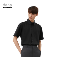 dapp Uniform เสื้อเชิ้ต แขนสั้น ผู้ชาย Mens Black shortsleeves Oxford Button Down Shirt สีดำ(TSSB1901GV)