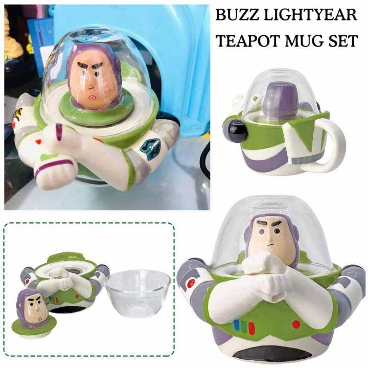 Buzz Lightyear Teapot with Filter Ceramic Tea Set Drinking Leaking Cup