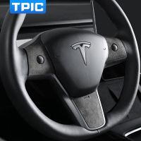 TPIC For Tesla Model 3 Y Alcantara Steering Wheel Cover Trim Sticker Center Console Interior Mouldings Car Styling Accessories