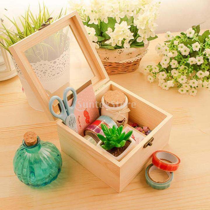 wdclever-natural-plain-wooden-box-unpainted-wood-storage-case-glass-lid