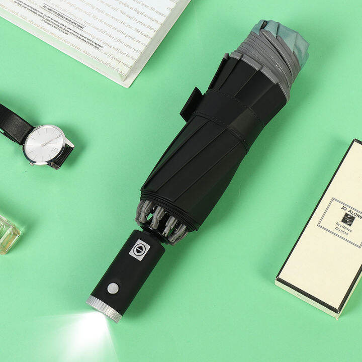 Automatic LED Umbrella With Reflective Stripe Reverse Light Umbrella