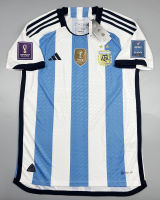 เสื้อบอล เพลเย่อ ทีมชาติ อาเจนติน่า แขมป์ 3 ดาว เหย้า 2022 Player Argentina Home อาร์ม ฟุตบอลโลก World Cup Champions