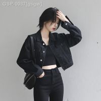 คุณภาพของสินค้า✑-ยีนส์สตรีทแวร์ Gsgw Deeptown-Jaqueta Moda Streetwear Coreana Preto Gótico Casaco Com Corte วินเทจ Chique Elegante Outono NO