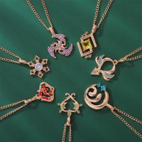 Game Genshin Impact Chain Necklace Geo Cyro Electro Pyro Eye of God Element Symbol Wholesale Fashion Accessories Gift for Friend