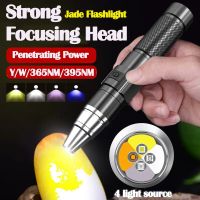 Mini 4 Light Sources Lamp Flashlight 365/395NM Torch Jade Inspection Ultraviolet UV Light Identification Lamp LED Flashlight Rechargeable Flashlights