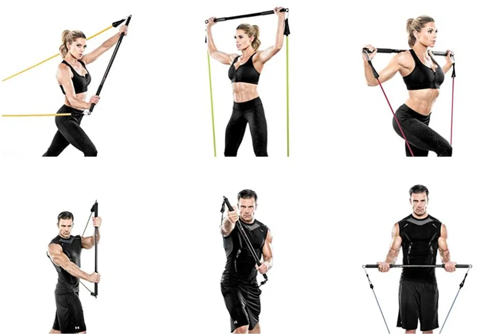 Workout Bar Fitness Resistance Bands Set Pilates Yoga Pull Rope