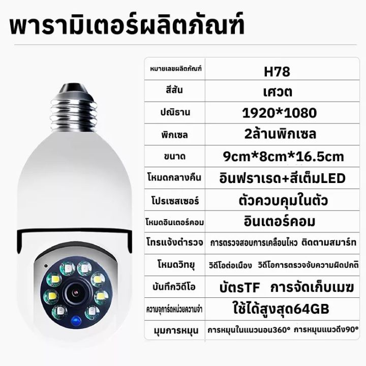 ใหม่-รองรับภาษาไทย-ส่งจากไทย-กล้องวงจรปิดหลอดไฟไร้สาย-กล้องวงตรปิด-ก้องวงจรไร้สาย-กล้องหลอดไฟ-กล้องวงจรปิดwifi-วงจรปิดไร้สาย-กร้องวงจอรปิด-camera-wifi360-cctv-full-hd-1080p-กล้องไร้สาย-app-icam365