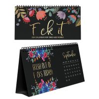 2PCS 2024 Funny Wall Calendar Monthly Weekly Daily Planner Desk Calendar for Tired-Ass Women Word Planner
