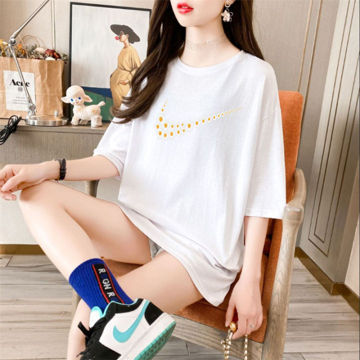 no-3-shop-เสื้อยืดมีลายสำหรับผู้หญิง2021ฤดูร้อนใหม่หลวมเกาหลีคอกลมแขนสั้นพิมพ์ลาย