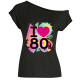 Huilun 80S Costumes เครื่องแต่งกายย้อนยุคเครื่องประดับสำหรับผู้หญิง-I LOVE เสื้อตัวบนยุค80