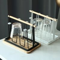 Drain Cup Holder Kitchen Utensils With Chassis Shelf 6 Cups Glass Drying Rack Metal Glass Stand Holder Storage Rack Hanging